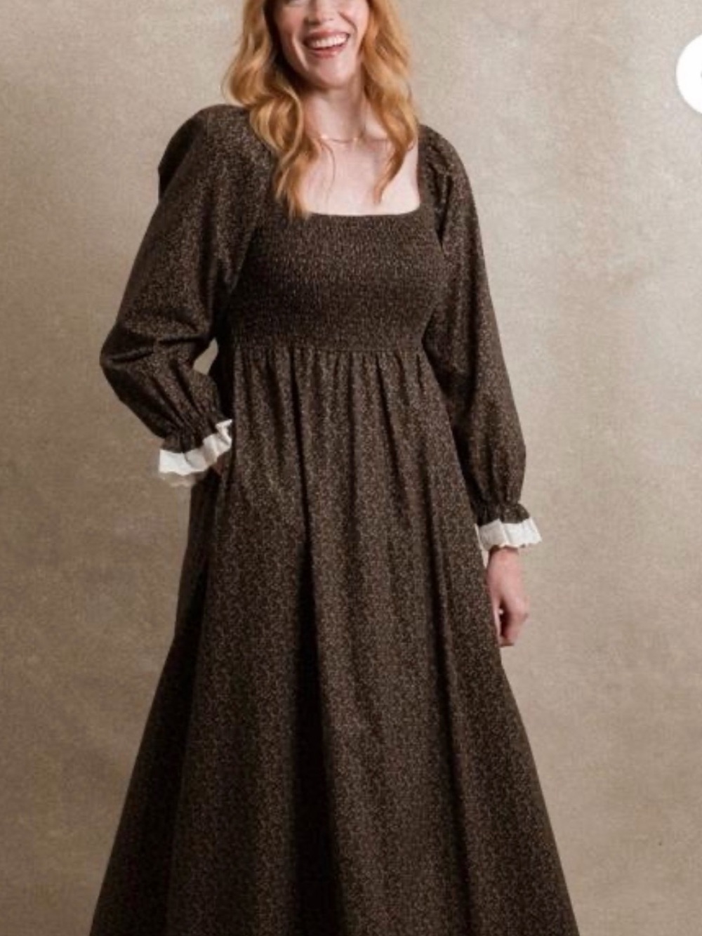 Neuflora Maeve Dress Vintage Floral XS GREEN NOT BROWN